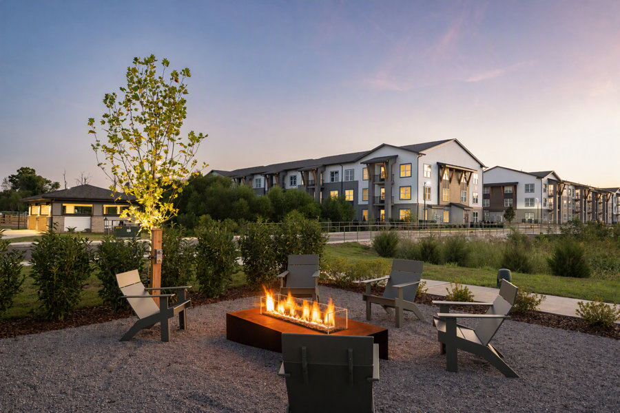 building exterior and firepit